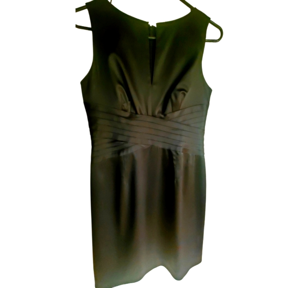 Kay Unger Black Satin Sleeveless LBD W/Cumberbund Size 8